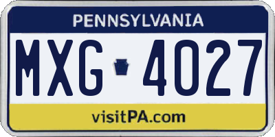 PA license plate MXG4027