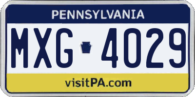 PA license plate MXG4029