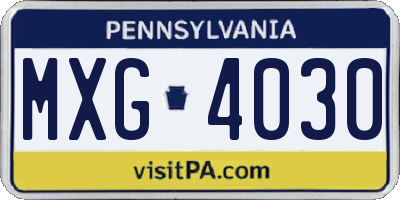 PA license plate MXG4030