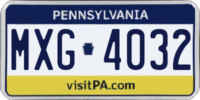 PA license plate MXG4032