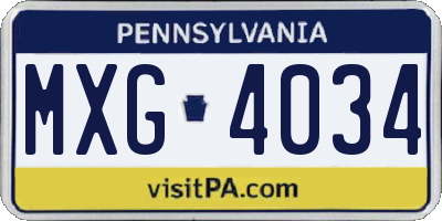 PA license plate MXG4034