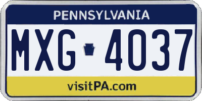 PA license plate MXG4037