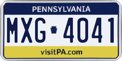 PA license plate MXG4041