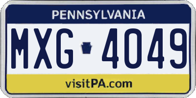 PA license plate MXG4049
