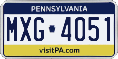 PA license plate MXG4051