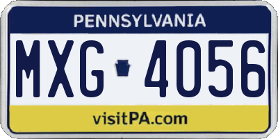 PA license plate MXG4056