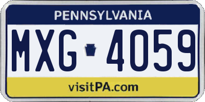 PA license plate MXG4059