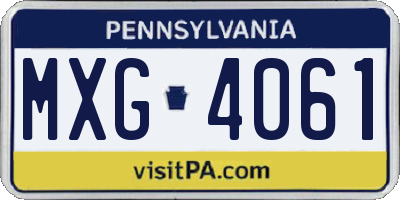 PA license plate MXG4061