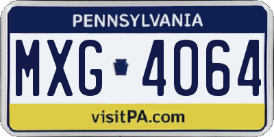 PA license plate MXG4064