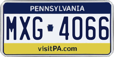 PA license plate MXG4066