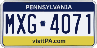 PA license plate MXG4071