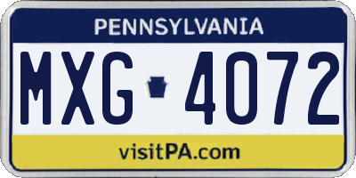 PA license plate MXG4072