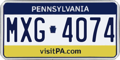 PA license plate MXG4074
