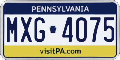 PA license plate MXG4075