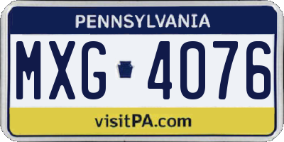 PA license plate MXG4076