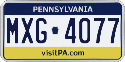 PA license plate MXG4077