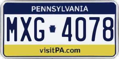 PA license plate MXG4078