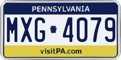 PA license plate MXG4079