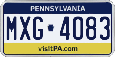 PA license plate MXG4083