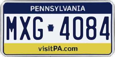 PA license plate MXG4084