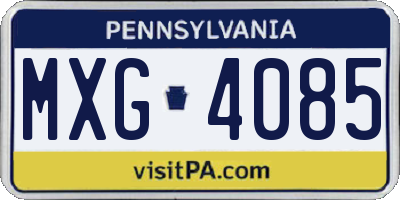 PA license plate MXG4085