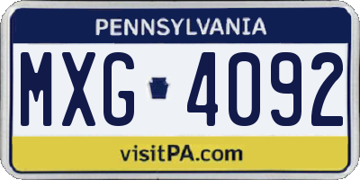 PA license plate MXG4092