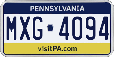 PA license plate MXG4094