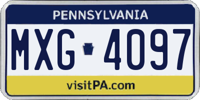 PA license plate MXG4097