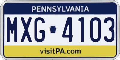 PA license plate MXG4103
