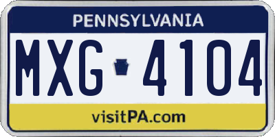 PA license plate MXG4104