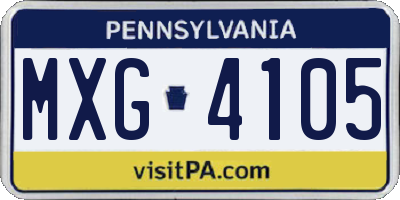 PA license plate MXG4105