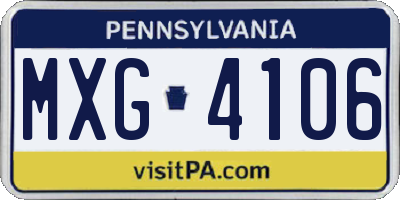 PA license plate MXG4106