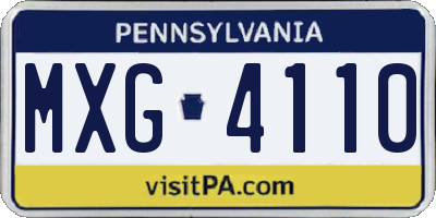 PA license plate MXG4110