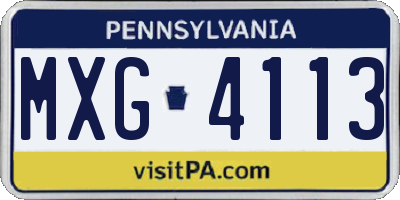 PA license plate MXG4113