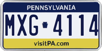 PA license plate MXG4114