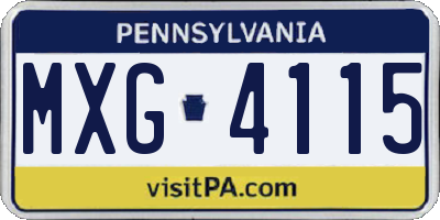 PA license plate MXG4115