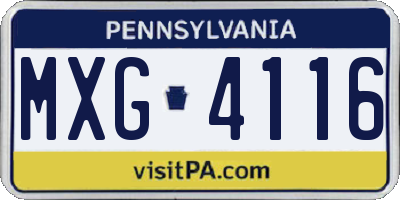 PA license plate MXG4116