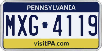 PA license plate MXG4119