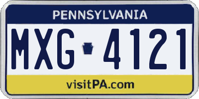 PA license plate MXG4121