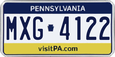 PA license plate MXG4122