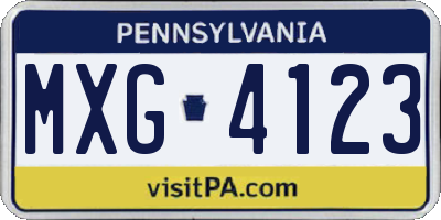 PA license plate MXG4123