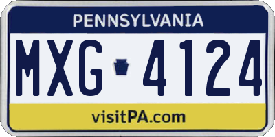 PA license plate MXG4124