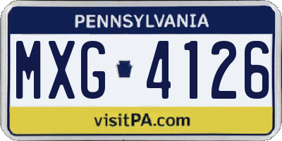 PA license plate MXG4126