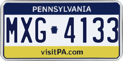 PA license plate MXG4133
