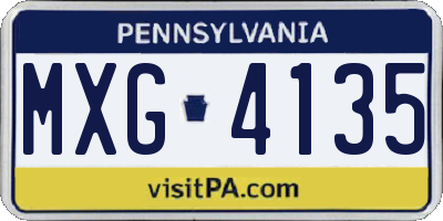 PA license plate MXG4135