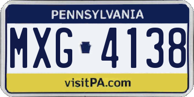 PA license plate MXG4138