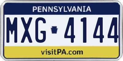 PA license plate MXG4144