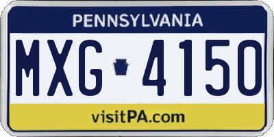 PA license plate MXG4150