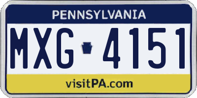 PA license plate MXG4151