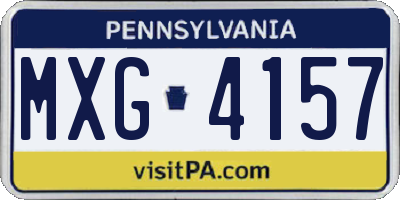 PA license plate MXG4157